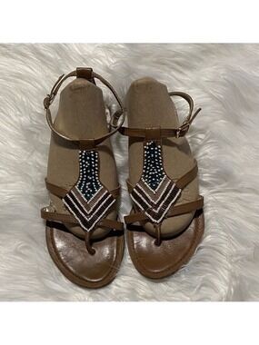 Elegant Brown Beaded Sandals